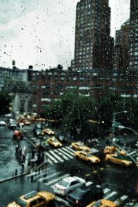 Rain in a city